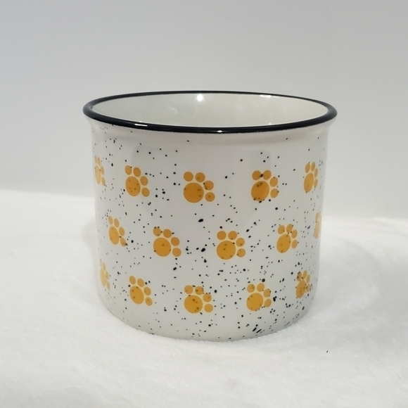 𝅺SPECKLED Animal Paw Prints White Navy Blue Yellow Coffee Cup Mug 12 Oz - Picture 5 of 10